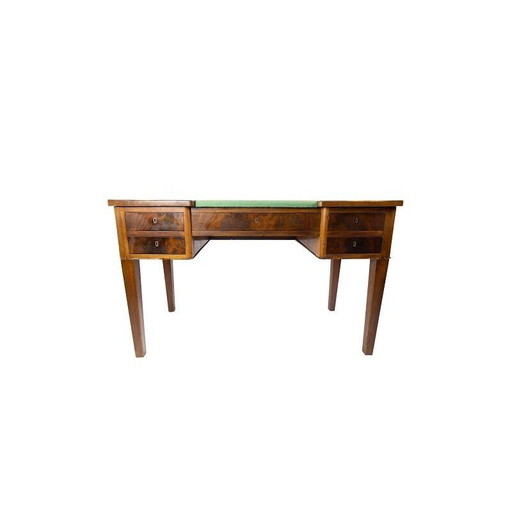 Vintage mahogany desk with green felt top, 1890