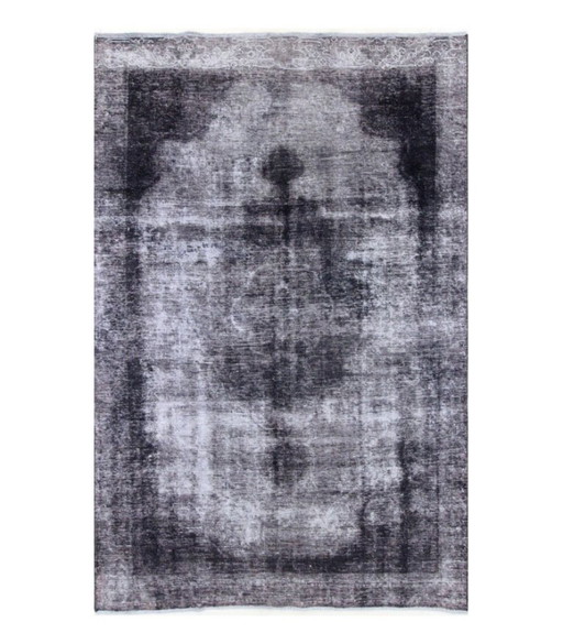 Alfombra Oriental Anudada a Mano Vintage Art Clásico y Diseño en Relieve 277 x 179 cm Color Negro