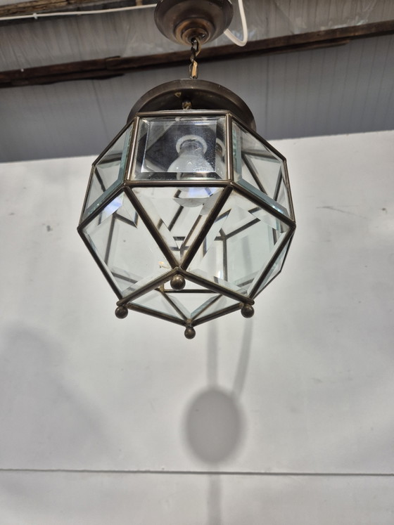 Image 1 of Amsterdamse school lantaarn met geslepen glas