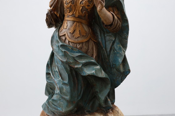 Image 1 of Statua religiosa francese del XVIII secolo raffigurante la Vergine Maria su una nuvola