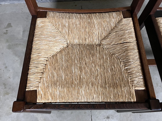 Image 1 of 6 Stühle Binsen Wenge Brutalist Mid Century