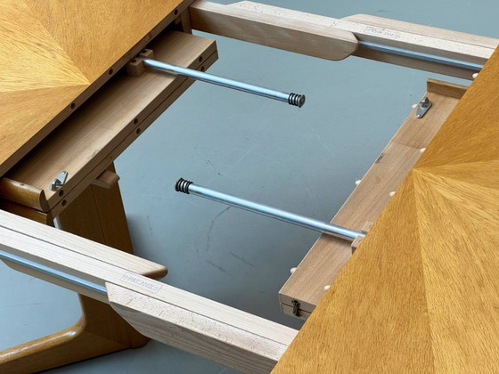 Image 1 of Round extendable dining table made of light-colored solid beech wood, 1970s