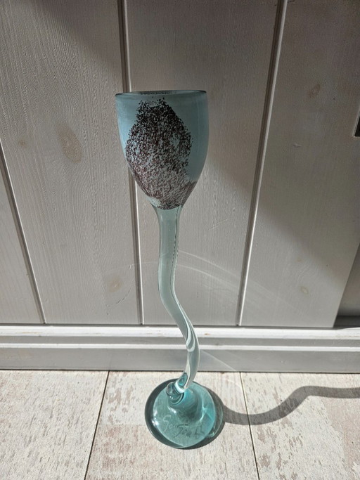 Mundgeblasenes schwedisches Designglas – Göran Fröstö – Gewellter Stiel Vintage