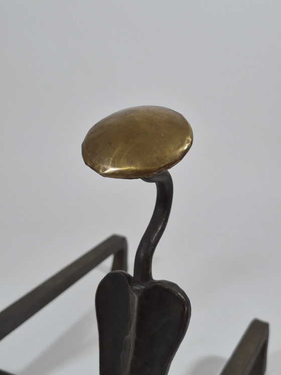 Paire de tréteaux de cheminée en métal forgé à la main, de forme élégante, en laiton – Objets déco, Metal (photo 3 of 15)