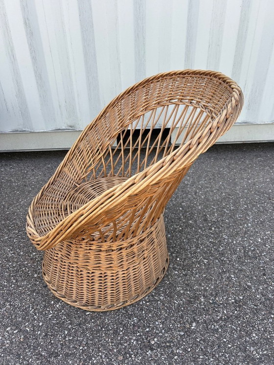 Image 1 of Wicker lounge set, 3 armchairs and a table, 1970s
