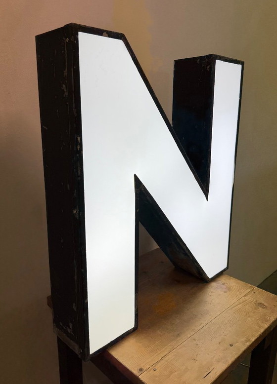 Image 1 of Large Vintage Illuminated Advertising Letter N , 1960s