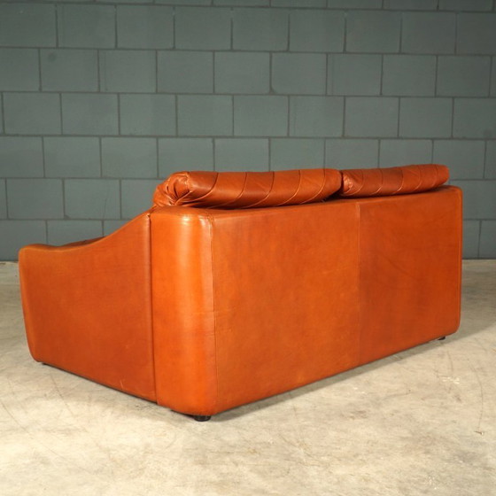 Image 1 of Deense vintage patchwork bank – cognac leder – jaren 70