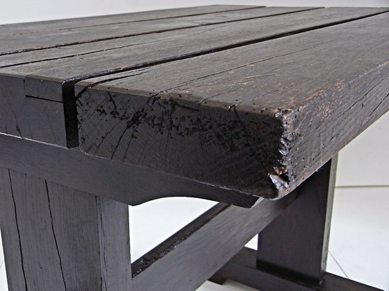 Image 1 of Set da giardino ALFONS, tavolo con 2 sedie, realizzato a mano, in rovere massello, anni '70
