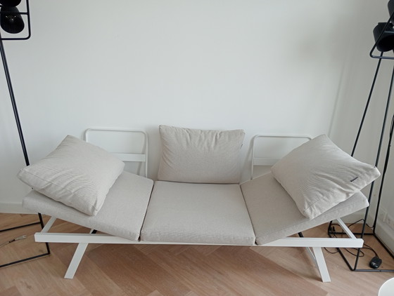 Banc de jardin, chaise longue et table assortie Intratuin Julia Blanc/Taupe 198 x 76 x 81 cm – Bancs de jardin (photo 5 of 5)