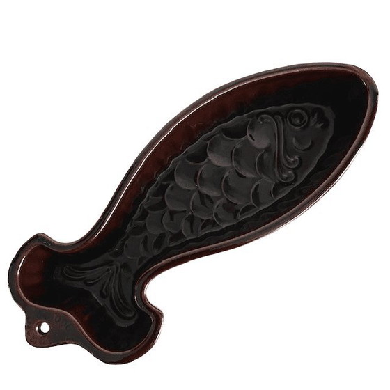 Image 1 of Piatto vintage a forma di pesce Scheurich Cerabac, ceramica della Germania occidentale, smalto marrone, anni '70