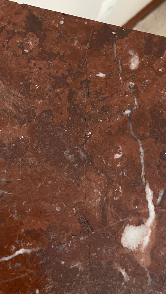 Image 1 of Comodino antico in legno e marmo