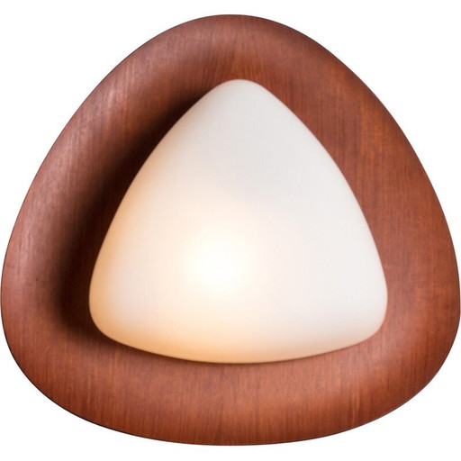 Vintage teak and opaline glass wall lamp by Goggredo Regianni for Regianni, Italy 1960
