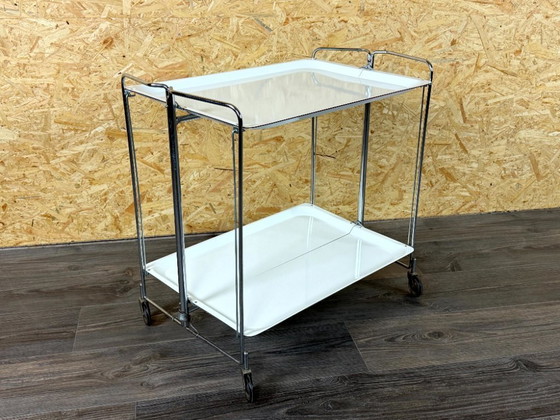 Image 1 of 1960s/70s Serving Trolley/Dinette Side Table, Space Age Design, Chrome/White