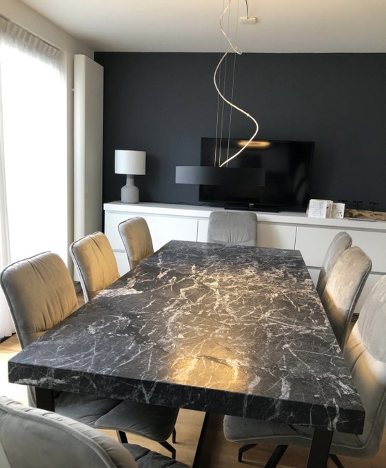 Luxury Marble Dining Table Celio Grigio Carnico Marble (photo 3 of 5)