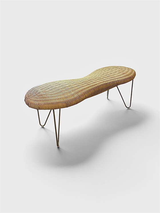 Panca in rattan “Peanut” vintage IKEA, Svezia 1990. – Panche, Metallo (photo 4 of 5)