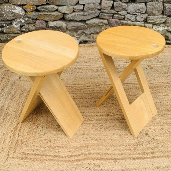 Coppia di sgabelli pieghevoli vintage Suzy di Adrian Reed – Legno (photo 18 of 20)
