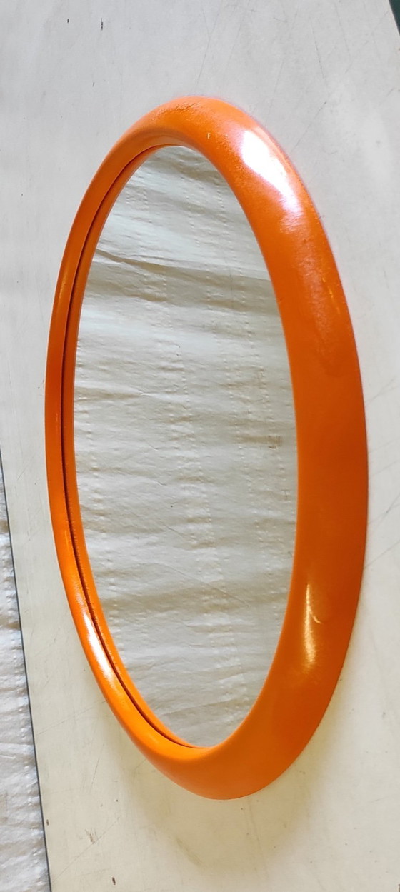 Image 1 of Oval orange mirror - 1970s