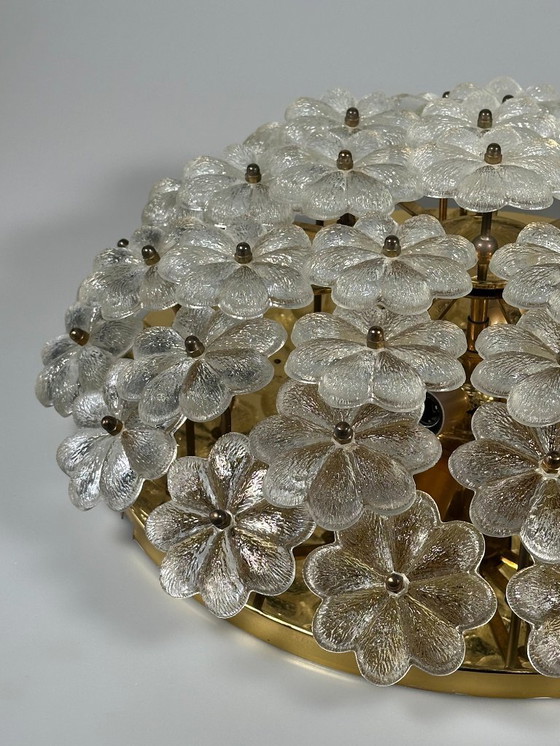 Image 1 of Lampada da soffitto Plafoniere anni '60-'70 Ernst Palme in ottone e vetro Germania