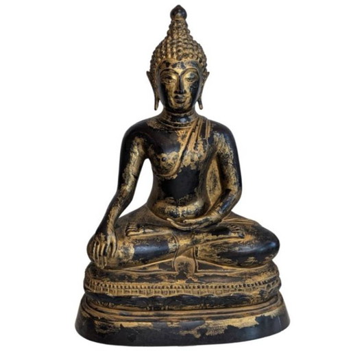 Bouddha en bronze doré de style Mandalay – Myanmar – decoratieve objecten, Gold