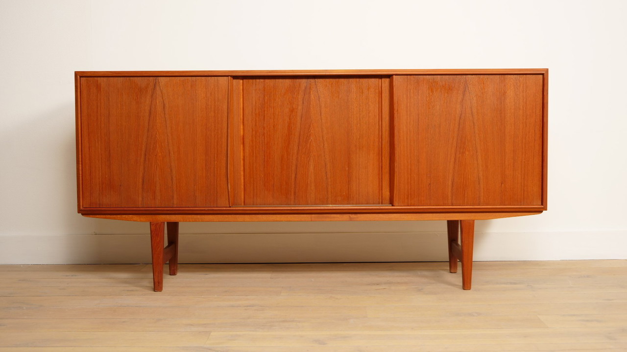 Buffet Vintage Portes Coulissantes Tapisserie - Reconditionné - 140x106x50 Cm