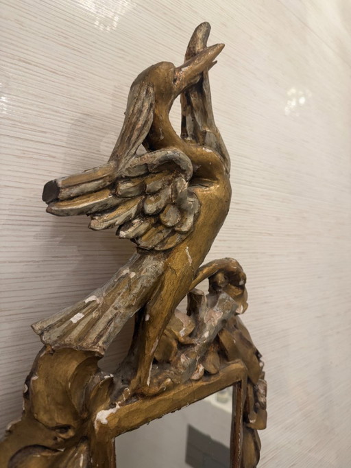Italiano barok wandspiegel met handgesneden vogel – Florence stijl