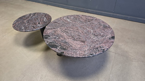 Image 1 of Two tier marble pivoting top coffee table by roche Bobois, 1980s
