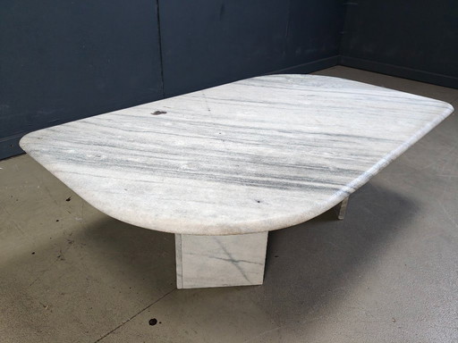 Vintage white marble coffee table, 1970s 