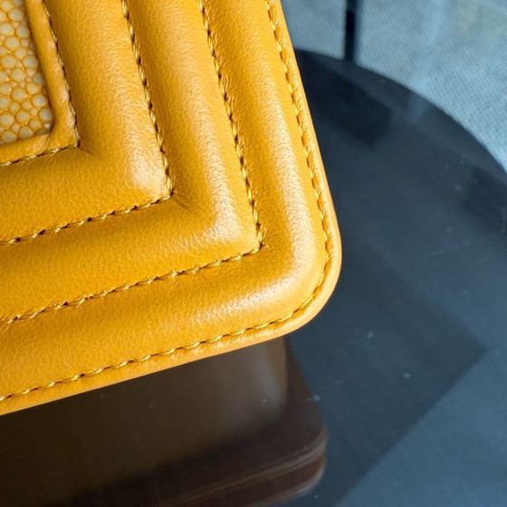 Image 1 of Chanel Boy Small - Kleine Stingray Yellow Mustard Ruthenium Silver Hardware Serie 21