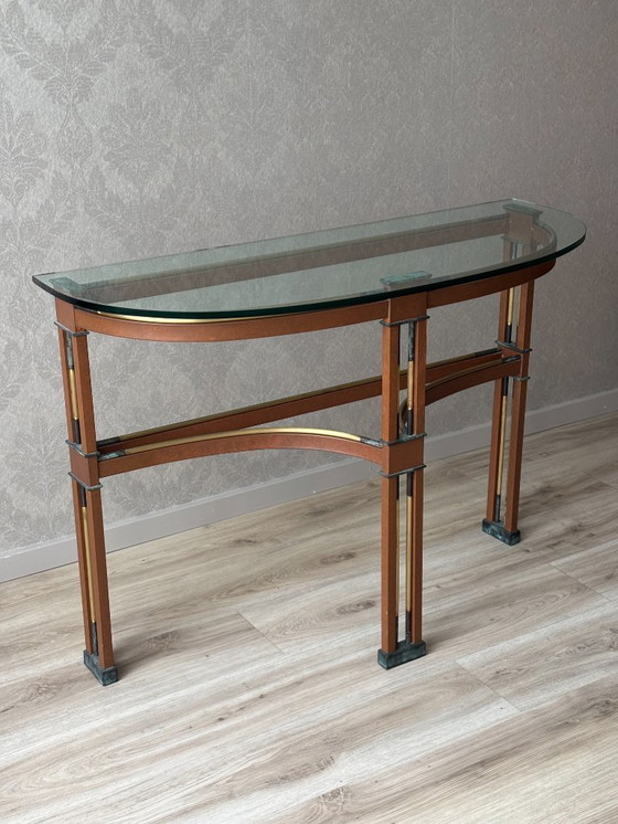 Image 1 of Art Deco Sidetable with glass top - Stylish and sculptural design