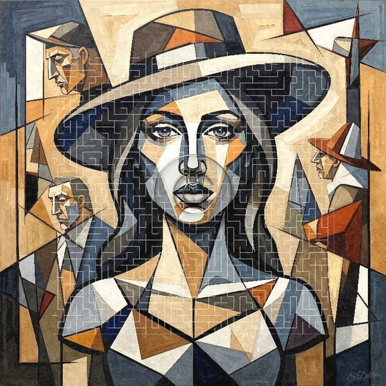 Image 1 of Gerahmter Leinwanddruck einer abstrakten Frau / (60x60) cm