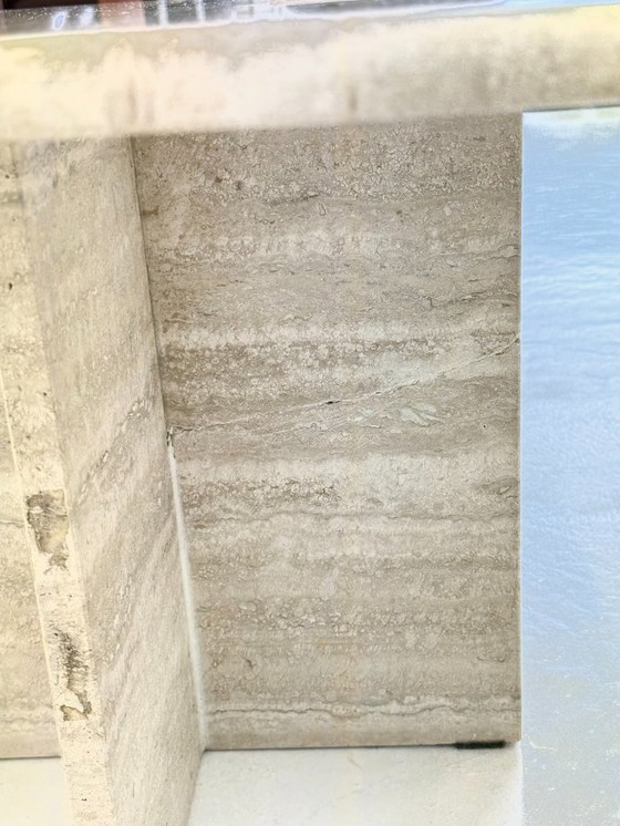 Image 1 of Tavolino da caffè quadrato in travertino vintage