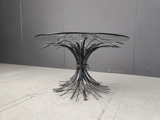 Image 1 of Vintage Metal Sheaf Of Wheat Coco Chanel Side Table