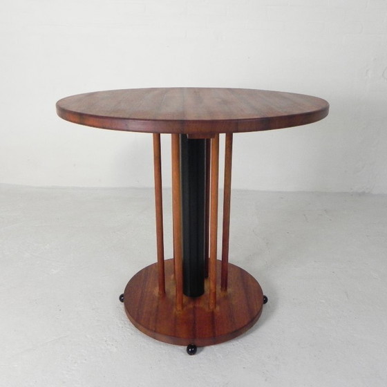 Image 1 of Vintage teak table with 6 narrow and 1 wide style, 1980s