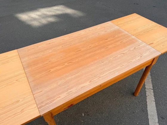 1/1 Dining Table Solid Pine Extendable Mid Century, Wood, Brown, Vintage (photo 7 of 12)