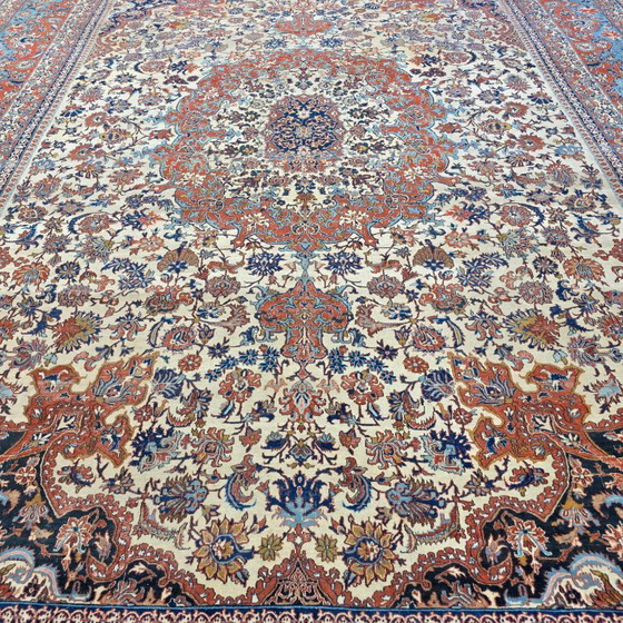 Rare Extra Large Vintage Isfahan Rug | Kork Wool | Persian Rug | 400×570 cm – Rugs & carpets, Cotton (photo 14 of 17)