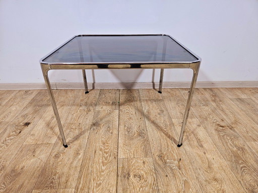 Mid-Century Modern Coffee Table – Chrome and Smoked Glass, Italy, 1970s.