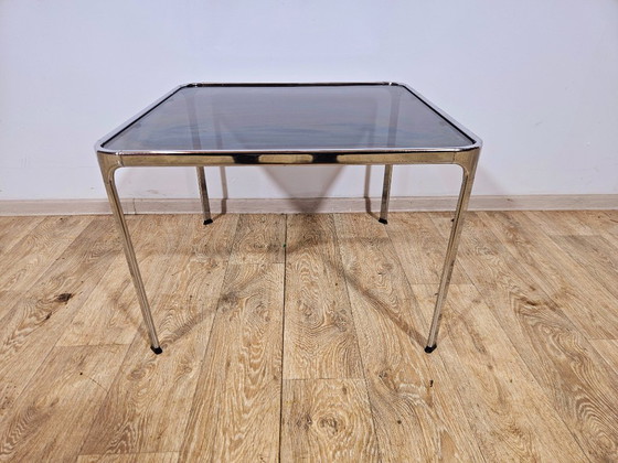 Image 1 of Mid-Century Modern Coffee Table – Chrome and Smoked Glass, Italy, 1970s.
