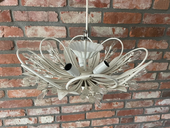 Image 1 of Plafondlamp met bloemenmotief en glazen ornamenten, jaren 50, Duitsland