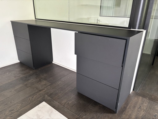 Minimalistischer Schreibtisch nach Maß – Anthrazit – 6 Schubladen – bureau, Wood