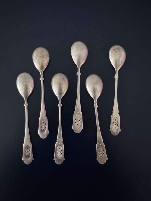 Set of 6 Vintage 830 Silver Dessert Spoons – 88g