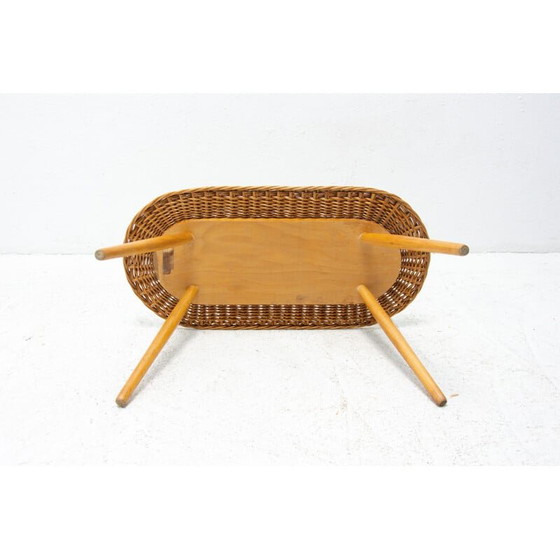 Image 1 of Vintage rattan stool by Jan Kalous for ÚLUV, Czechoslovakia 1960s