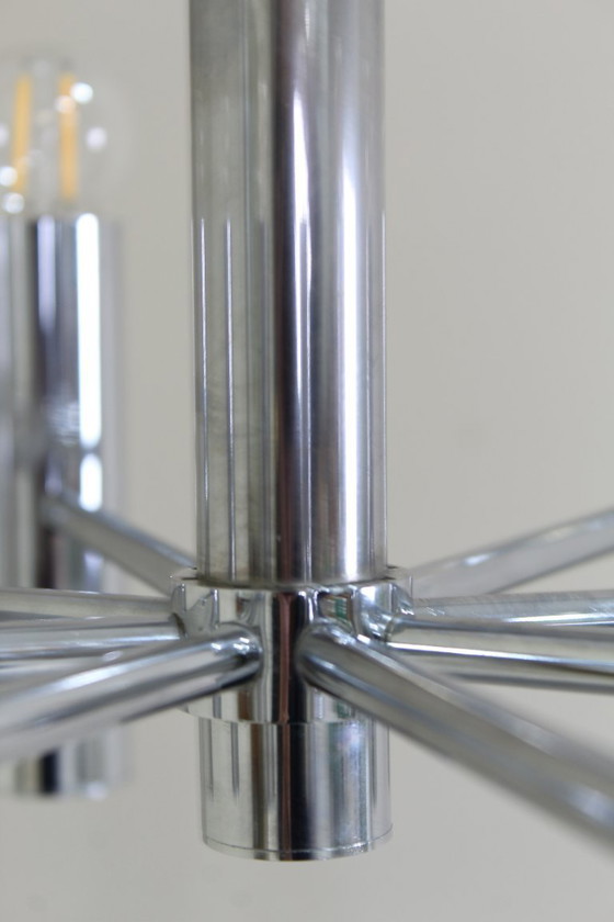 Image 1 of Lampada a sospensione cromata dal design vintage Hustadt Leuchten