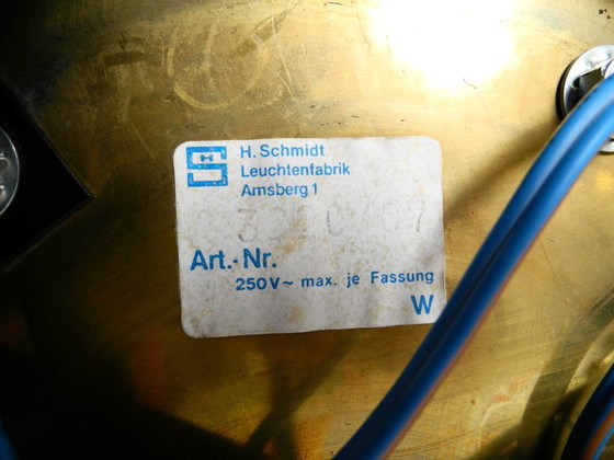 Image 1 of Lampada da soffitto postmoderna originale anni '80 di H. Schmidt Leuchtenfabrik, in ottone e cromo