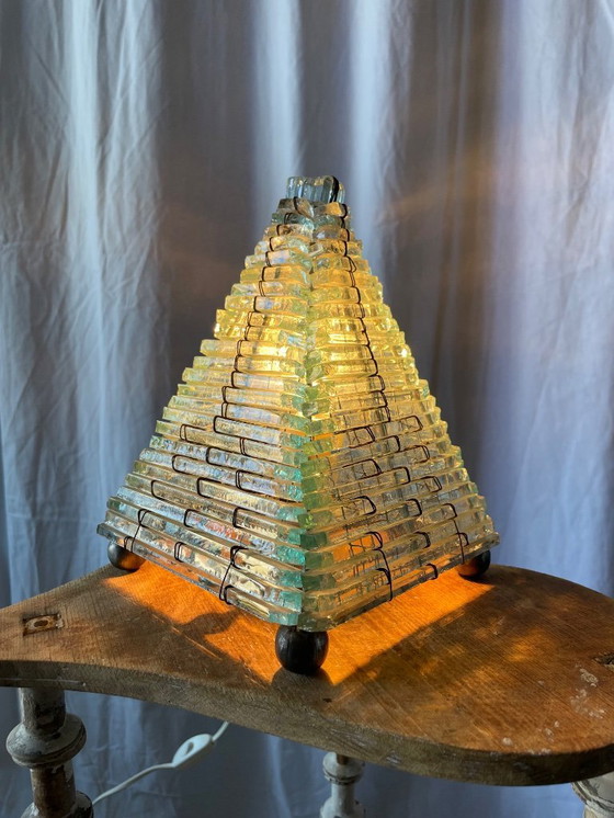 Image 1 of Brutalist glass lamp from the 1970s.