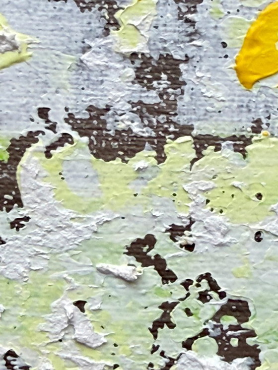 Image 1 of Abstract painting VOLT Limoncello - original modern artwork 18 x 24 cm.