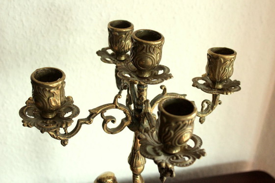Image 1 of 2 heavy candelabra/candlestick brass with 5 arms as a set