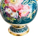 Vase baroque vintage peint à la main, décor floral, pichet H. Bequet, 35 cm, années 1950