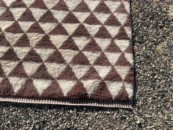 Tappeto berbero marocchino molto grande crema e bordeaux 450x300 cm con motivo triangolare. – Tappeti, Lana (photo 10 of 11)