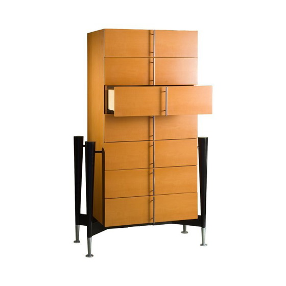 Cassettiera Semainier « Victoire » di Michel Boyer per Rouve, c.1988, Cassettiere, Legno, Metallo, Marrone (foto 7 di 8)