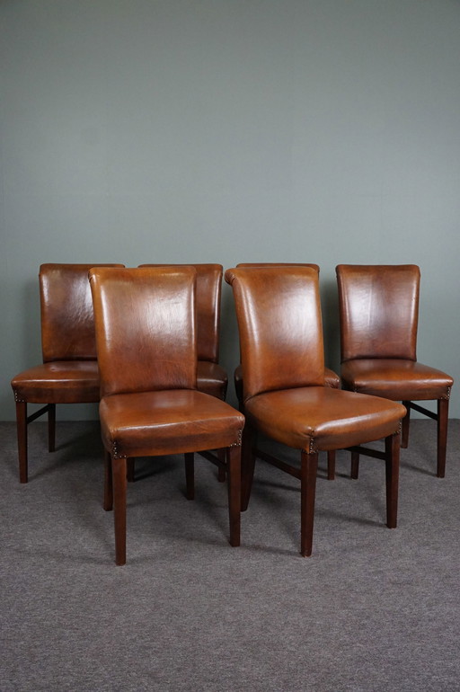 Set of 6 sheep leather dining room chairs